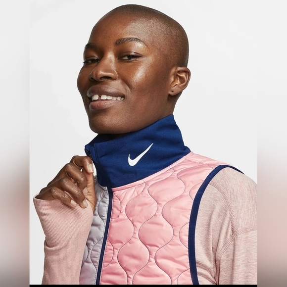 Women’s Nike Aerolayer  Running Vest Void/Atmosphere Grey Size S - Picture 3 of 16